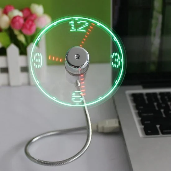 USB Fan with LED Clock